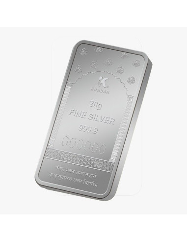 Kundan Hanuman Color Silver Bar of 20 Gram in 999.9 Purity / Fineness in Certi Card