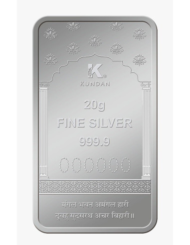 Kundan Hanuman Color Silver Bar of 20 Gram in 999.9 Purity / Fineness in Certi Card