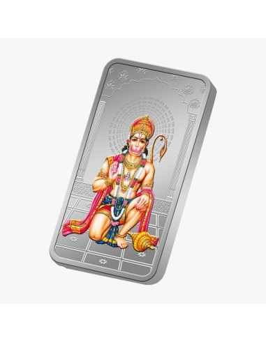 Kundan Hanuman Color Silver Bar of 20 Gram in 999.9 Purity / Fineness in Certi Card