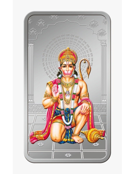 Kundan Hanuman Color Silver Bar of 20 Gram in 999.9 Purity / Fineness in Certi Card