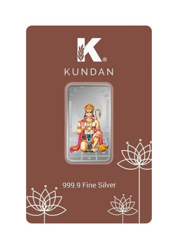 Kundan Hanuman Color Silver Bar of 20 Gram in 999.9 Purity / Fineness in Certi Card