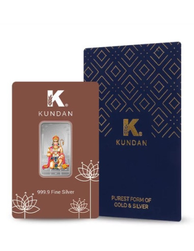 Kundan Hanuman Color Silver Bar of 20 Gram in 999.9 Purity / Fineness in Certi Card