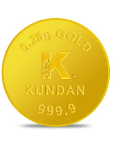 Kundan Gold Coin Of 0.25 Grams in 24 Karat  9999 Purity / Fineness