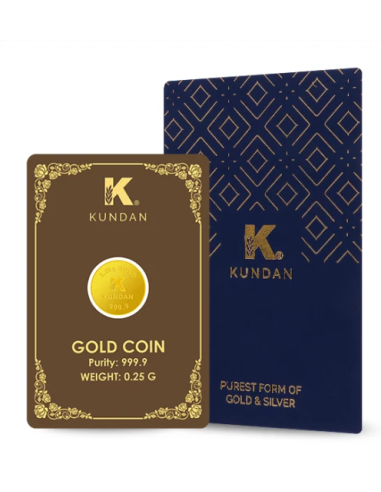 Kundan Gold Coin Of 0.25 Grams in 24 Karat  9999 Purity / Fineness