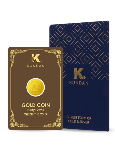 Kundan Gold Coin Of 0.25 Grams in 24 Karat  9999 Purity / Fineness