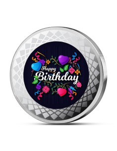 MOHUR Color Happy Birthday Silver Coin Of 100 Gram in 999 Purity / Fineness