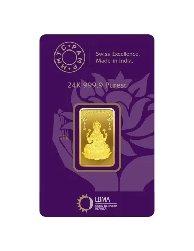 MMTC-PAMP Lakshmi Gold Ingot Bar of 10 Grams in 24 Karat  999.9 Purity