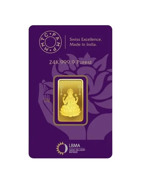 MMTC-PAMP Lakshmi Gold Ingot Bar of 10 Grams in 24 Karat  999.9 Purity
