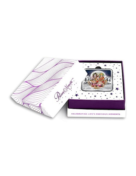 Precious Moments Color Shiv Parivar BIS Hallmarked Square Silver Coin Of 20 Gram in 999 Purity / Fineness by ACPL