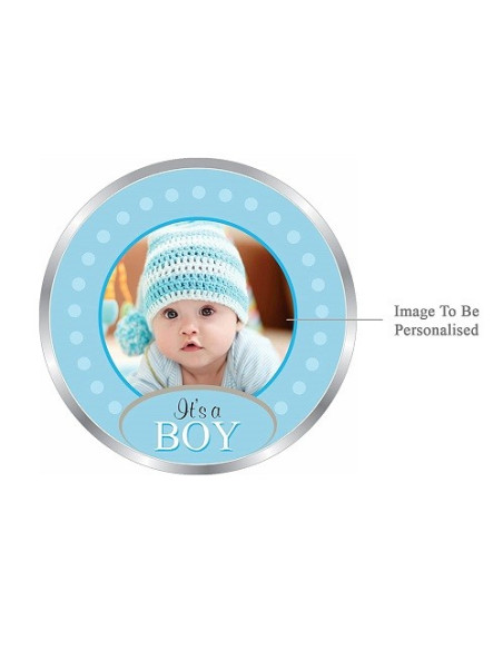 Precious Moments Personalised BIS Hallmarked New Born Baby Boy Silver Coin Of 10 Gram in 999 Purity / Fineness by ACPL