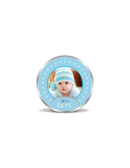 Precious Moments Personalised BIS Hallmarked New Born Baby Boy Silver Coin Of 20 Gram in 999 Purity / Fineness by ACPL