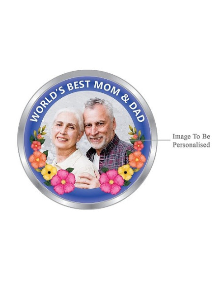 Precious Moments Personalised BIS Hallmarked Happy Parents Day Silver Coin Of 10 Gram in 999 Purity / Fineness By ACPL