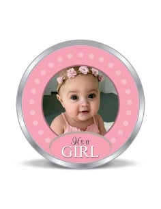 Precious Moments Personalised BIS Hallmarked New Born Baby Girl Silver Coin Of 10 Gram in 999 Purity / Fineness by ACPL