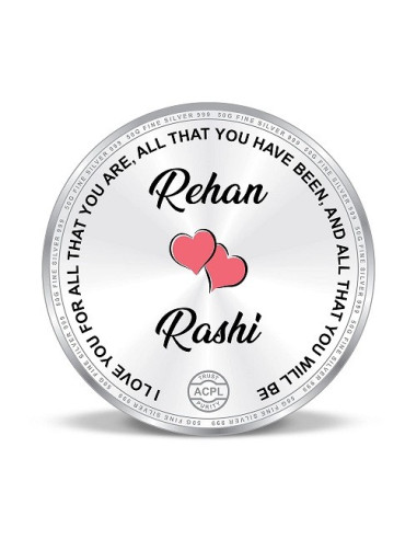 Precious Moments Personalised BIS Hallmarked Love You Forever Silver Coin Of 20 Gram in 999 Purity / Fineness By ACPL