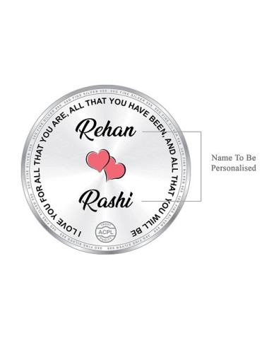 Precious Moments Personalised BIS Hallmarked Love You Forever Silver Coin Of 20 Gram in 999 Purity / Fineness By ACPL