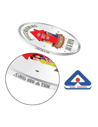 Precious Moments Personalised BIS Hallmarked Grah Pravesh Silver Coin Of 10 Gram in 999 Purity / Fineness By ACPL
