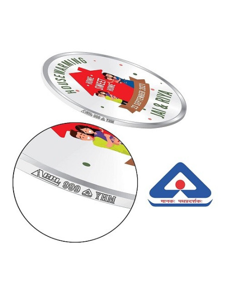 Precious Moments Personalised BIS Hallmarked Grah Pravesh Silver Coin Of 20 Gram in 999 Purity / Fineness By ACPL