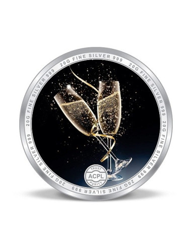 Precious Moments Color 25th Anniversaery BIS Hallmarked Silver Coin Of 10 Gram in 999 Purity / Fineness By ACPL