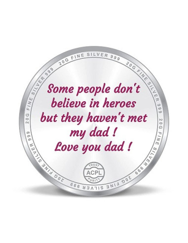 Precious Moments Color BIS Hallmarked Best Dad Silver Coin Of 10 Gram in 999 Purity / Fineness By ACPL