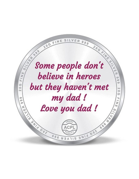Precious Moments Color BIS Hallmarked Best Dad Silver Coin Of 10 Gram in 999 Purity / Fineness By ACPL