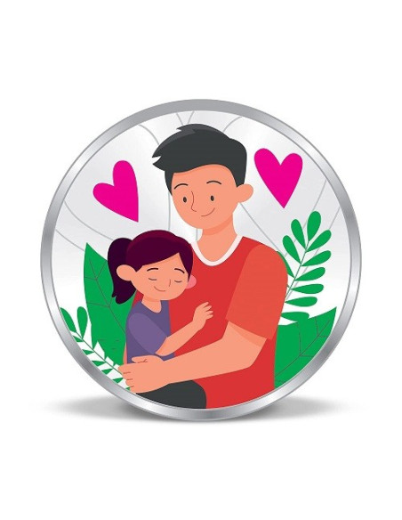 Precious Moments Color BIS Hallmarked Best Father Silver Coin Of 10 Gram in 999 Purity / Fineness By ACPL