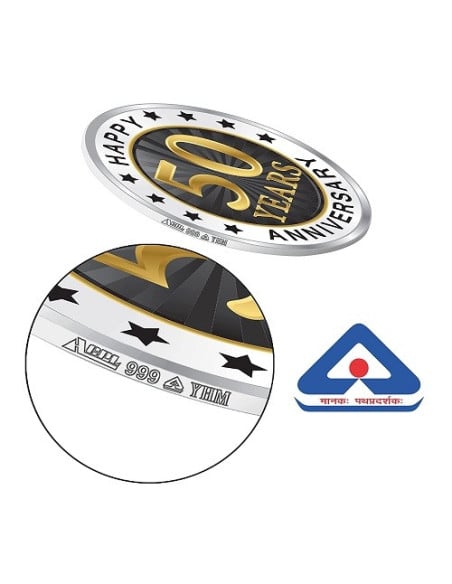 Precious Moments Color 50th Anniversaery BIS Hallmarked Silver Coin Of 20 Gram in 999 Purity / Fineness By ACPL