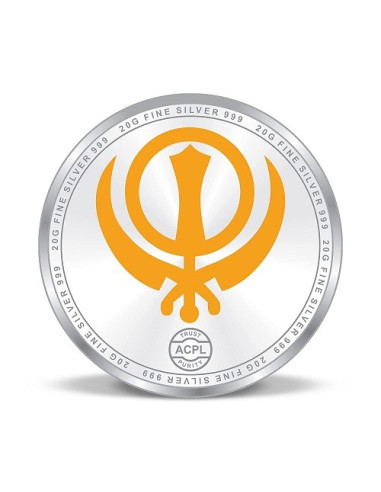 Precious Moments Color Waheguru Ji BIS Hallmarked Silver Coin Of 10 Gram in 999 Purity / Fineness by ACPL