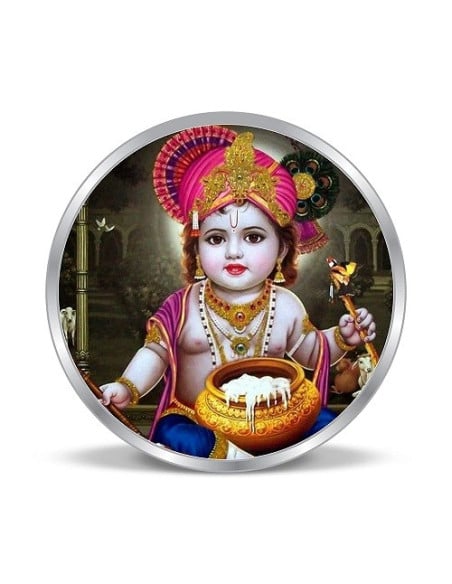 Precious Moments Color Krishna BIS Hallmarked Silver Coin Of 10 Gram in 999 Purity / Fineness by ACPL