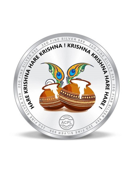 Precious Moments Color Krishna BIS Hallmarked Silver Coin Of 10 Gram in 999 Purity / Fineness by ACPL