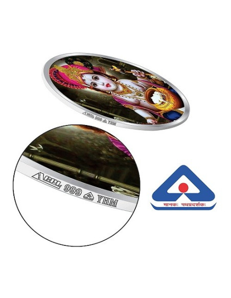 Precious Moments Color Krishna BIS Hallmarked Silver Coin Of 10 Gram in 999 Purity / Fineness by ACPL