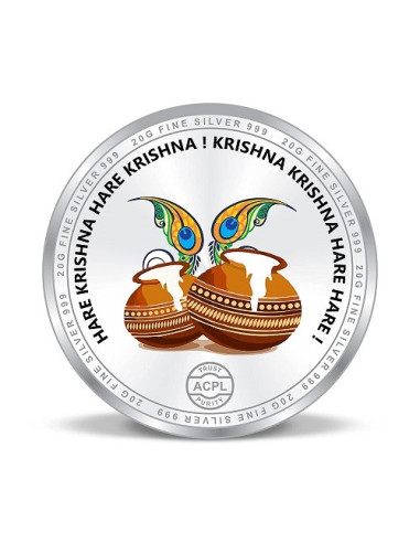 Precious Moments Color Krishna BIS Hallmarked Silver Coin Of 20 Gram in 999 Purity / Fineness by ACPL