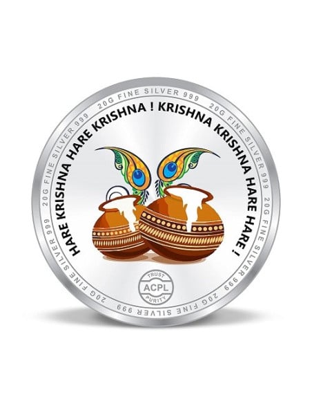 Precious Moments Color Krishna BIS Hallmarked Silver Coin Of 20 Gram in 999 Purity / Fineness by ACPL