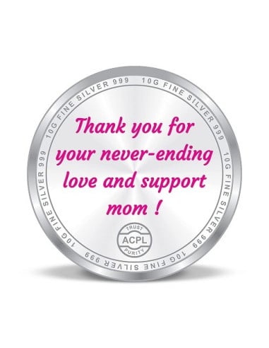 Precious Moments Color BIS Hallmarked Best Mother Silver Coin Of 10 Gram in 999 Purity / Fineness By ACPL