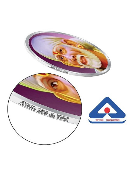 Precious Moments Color Sai Baba BIS Hallmarked Silver Coin Of 20 Gram in 999 Purity / Fineness by ACPL