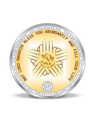 Precious Moments Color Mahavir BIS Hallmarked Silver Coin Of 20 Gram in 999 Purity / Fineness by ACPL