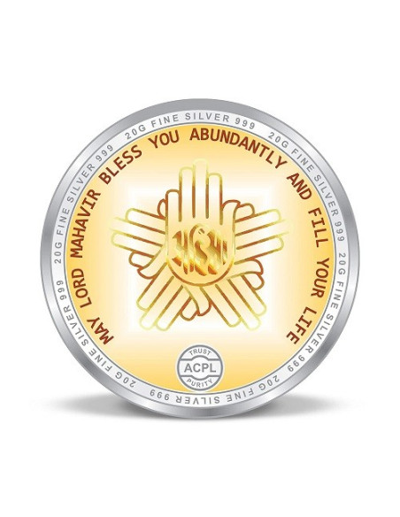 Precious Moments Color Mahavir BIS Hallmarked Silver Coin Of 20 Gram in 999 Purity / Fineness by ACPL