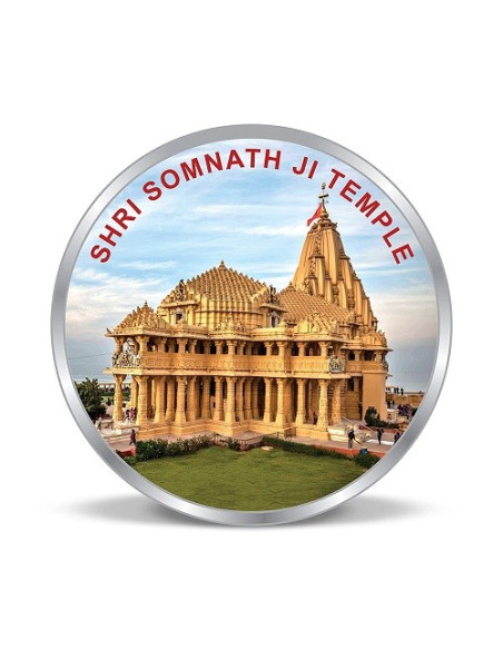 Precious Moments Color Somnath Temple BIS Hallmarked Silver Coin Of 20 Gram in 999 Purity / Fineness by ACPL