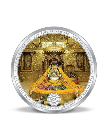 Precious Moments Color Somnath Temple BIS Hallmarked Silver Coin Of 20 Gram in 999 Purity / Fineness by ACPL