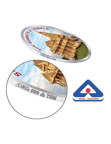 Precious Moments Color Somnath Temple BIS Hallmarked Silver Coin Of 20 Gram in 999 Purity / Fineness by ACPL