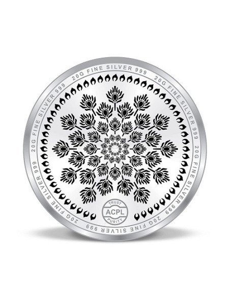 Precious Moments Color Dancing Peacock BIS Hallmarked Silver Coin Of 20 Gram in 999 Purity / Fineness by ACPL