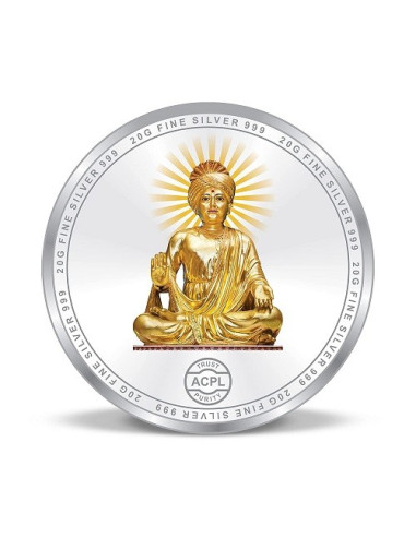 Precious Moments Color Akshardham Temple BIS Hallmarked Silver Coin Of 20 Gram in 999 Purity / Fineness by ACPL