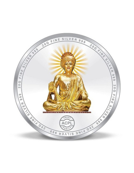 Precious Moments Color Akshardham Temple BIS Hallmarked Silver Coin Of 20 Gram in 999 Purity / Fineness by ACPL