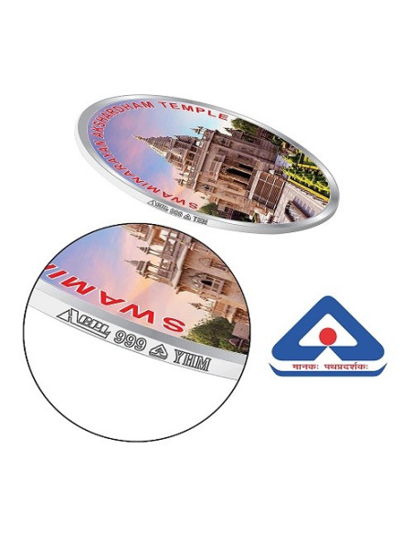 Precious Moments Color Akshardham Temple BIS Hallmarked Silver Coin Of 20 Gram in 999 Purity / Fineness by ACPL
