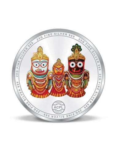 Precious Moments Color Shri Jagannath JiTemple BIS Hallmarked Silver Coin Of 20 Gram in 999 Purity / Fineness by ACPL