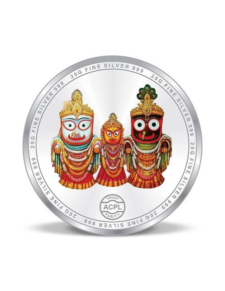 Precious Moments Color Shri Jagannath JiTemple BIS Hallmarked Silver Coin Of 20 Gram in 999 Purity / Fineness by ACPL