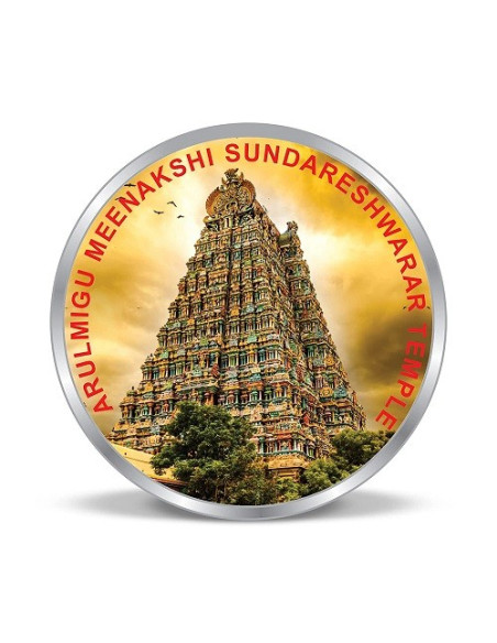 Precious Moments Color Meenakshi Temple BIS Hallmarked Silver Coin Of 20 Gram in 999 Purity / Fineness by ACPL