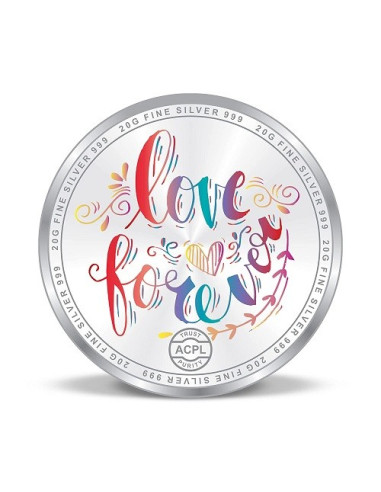 Precious Moments Color 50th Anniversaery BIS Hallmarked Silver Coin Of 20 Gram in 999 Purity / Fineness By ACPL