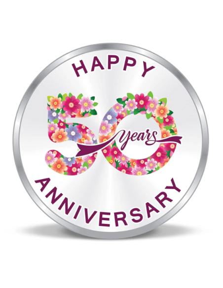 Precious Moments Color 50th Anniversaery BIS Hallmarked Silver Coin Of 20 Gram in 999 Purity / Fineness By ACPL