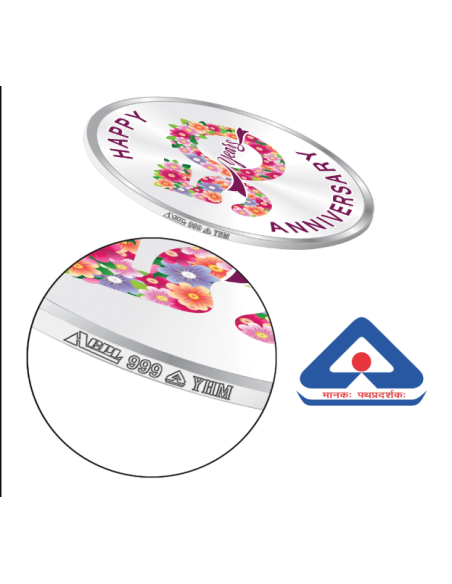 Precious Moments Color 50th Anniversaery BIS Hallmarked Silver Coin Of 20 Gram in 999 Purity / Fineness By ACPL