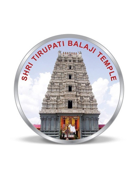 Precious Moments Color Shri Tirupati Balaji Temple BIS Hallmarked Silver Coin Of 20 Gram in 999 Purity / Fineness by ACPL